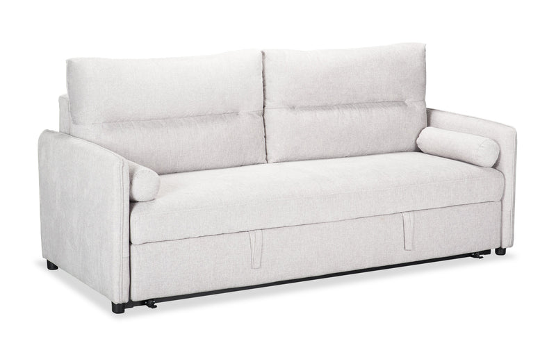 Sofa-lit Shadow de 82,5 po en tissu d’apparence lin avec rangement et deux accoudoirs coussinés - gris
