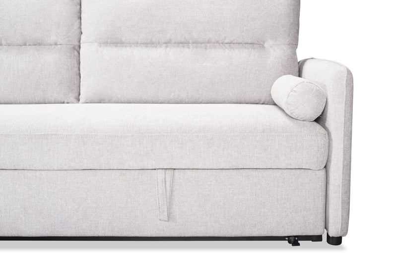 Sofa-lit Shadow de 82,5 po en tissu d’apparence lin avec rangement et deux accoudoirs coussinés - gris