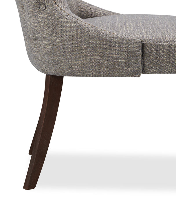 Chaise de salle à manger Shea à oreilles en tissu d’apparence lin et en bois - grise