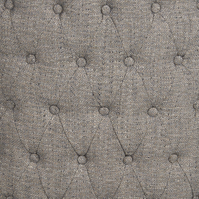 Chaise de salle à manger Shea à oreilles en tissu d’apparence lin et en bois - grise