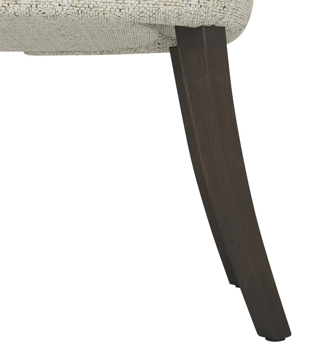 Chaise de salle à manger Shea à oreilles en tissu d’apparence lin et en bois - ivoire