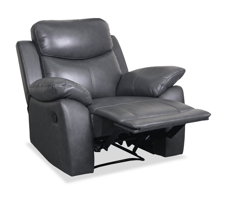 Fauteuil inclinable Cornell de 40,16 po en cuir véritable de qualité supérieure - gris