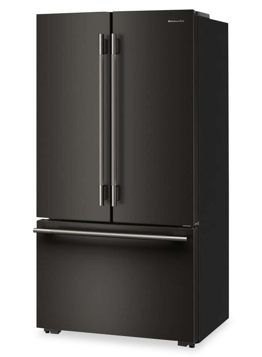 Réfrigérateur KitchenAid de profondeur comptoir à portes françaises avec distributeur d’eau interne - minerai noir - KRFC336SBE