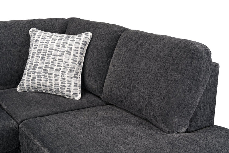 Sofa sectionnel de droite Morgan 2 pièces fabriqué au Canada en tissu de chenille avec coussins décoratifs - gris