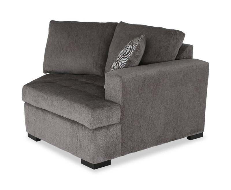 Sofa-lit sectionnel enveloppant de droite Legend 2 pièces fabriqué au Canada en tissu de chenille - brun étain