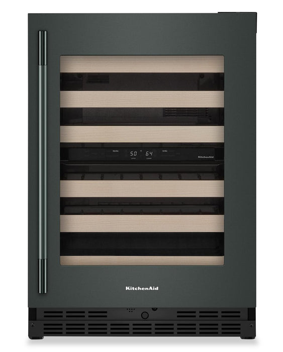 Cellier à vin KitchenAid de 24 po sous le comptoir avec grilles à extension complète à devant en bois - Genévrier - KUWR524SJP