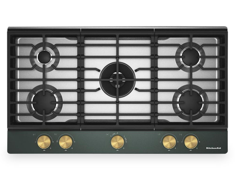 Surface de cuisson à gaz sur métal KitchenAid avec grille pour wok intégrée - genièvre - KCGK736SJP