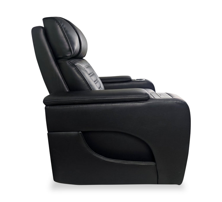 Fauteuil de massage à inclinaison électrique Zen de 40 po en tissu d’apparence cuir avec appuie-tête électrique et siège chauffant - noir