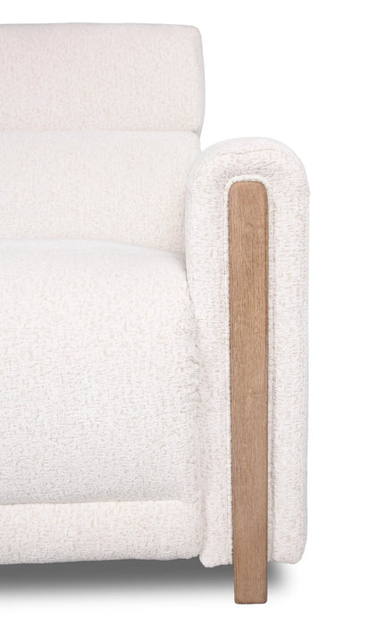 Fauteuil à inclinaison électrique Sable de 38 po en tissu de chenille avec appuie-tête électrique et port USB - blanc albâtre