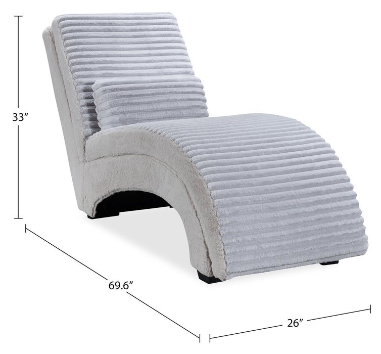 Fauteuil long de détente Cleo de 26 po en tissu de fausse fourrure très douce avec coussin décoratif - gris clair
