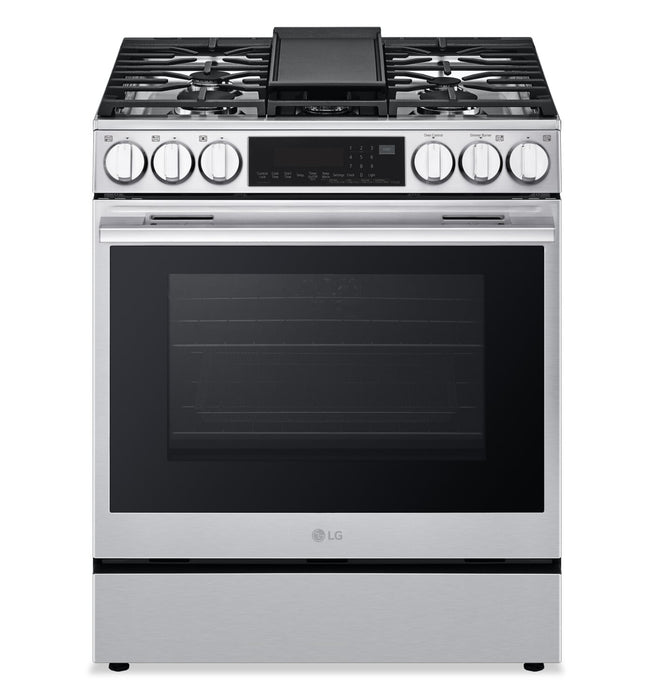 Cuisinière intelligente à gaz encastrée LG de 6,3 pi3 avec friture à air- acier inoxydable résistant aux traces de doigts - LSGL6335X