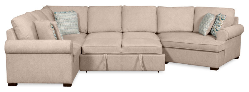 Sofa-lit sectionnel enveloppant de droite Haven de Scott Living 3 pièces en tissu de chenille - taupe 