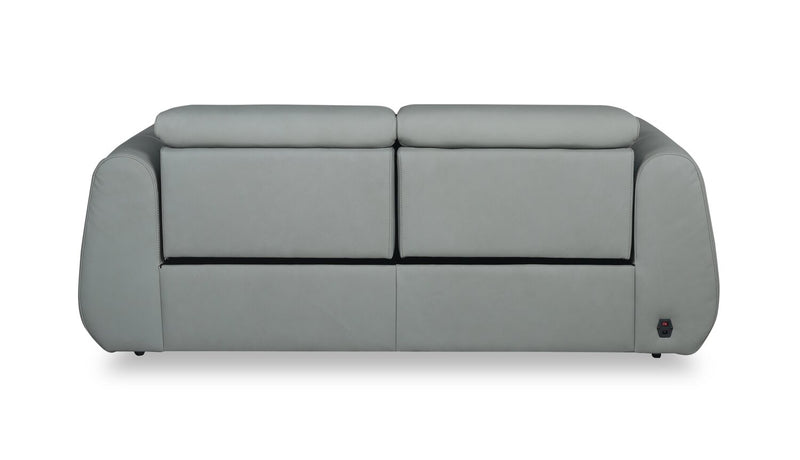 Sofa à inclinaison électrique Gianna de 76 po en cuir véritable avec appuie-têtes électriques et ports USB - bleu spa