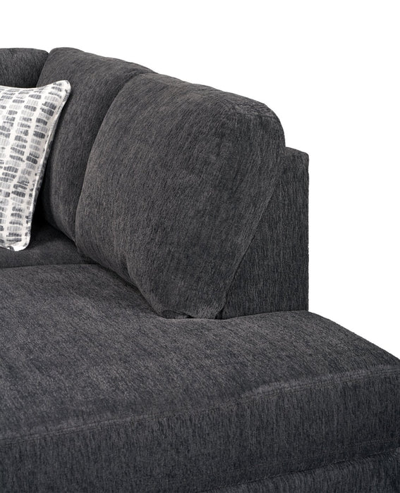 Sofa sectionnel en U de droite Morgan 3 pièces fabriqué au Canada en tissu de chenille avec coussins décoratifs - gris