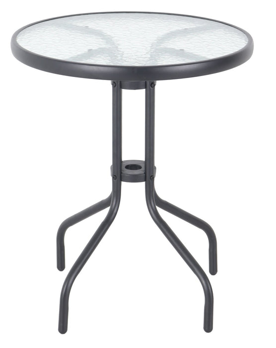 Ensemble bistro Paris 3 pièces pour la terrasse à l’extérieur avec 2 chaises et table à dessus en verre - osier en résine tressé à la main, résistant aux rayons UV et aux intempéries - noir