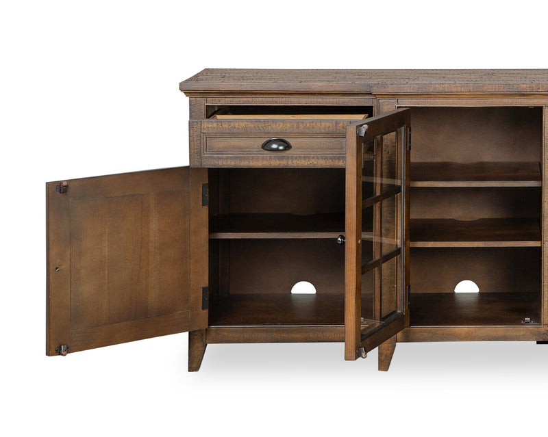 Meuble pour téléviseur traditionnel Wesley de 80 po avec rangement et système de gestion des câbles pour téléviseurs jusqu’à 85 po - muscade grillée