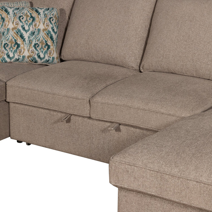 Sofa-lit sectionnel de droite Haven de Scott Living 4 pièces en tissu de chenille avec fauteuil long de rangement - taupe