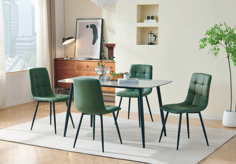 Table de salle à manger Arlo de 55 po (L) en métal avec dessus en pierre frittée - grise et noire