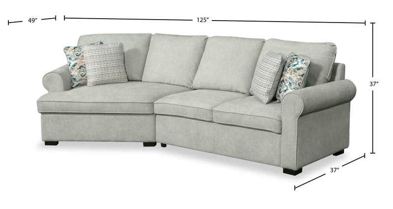 Sofa sectionnel enveloppant de gauche Haven de Scott Living 2 pièces en tissu de chenille - bleu écume de mer
