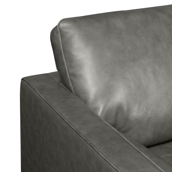 Sofa sectionnel de droite Edge 2 pièces en cuir véritable avec pattes en bois et coussins de dossier amovibles - gris
