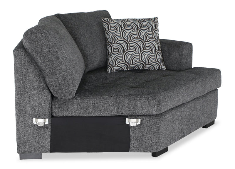 Sofa-lit sectionnel enveloppant de droite Legend 2 pièces fabriqué au Canada en tissu de chenille - gris poivre