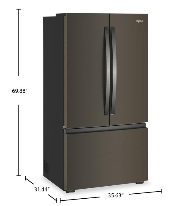 Réfrigérateur Whirlpool de 24 pi3 et de 36 po de profondeur comptoir véritable à portes françaises - acier inoxydable noir - WRFC3036RV