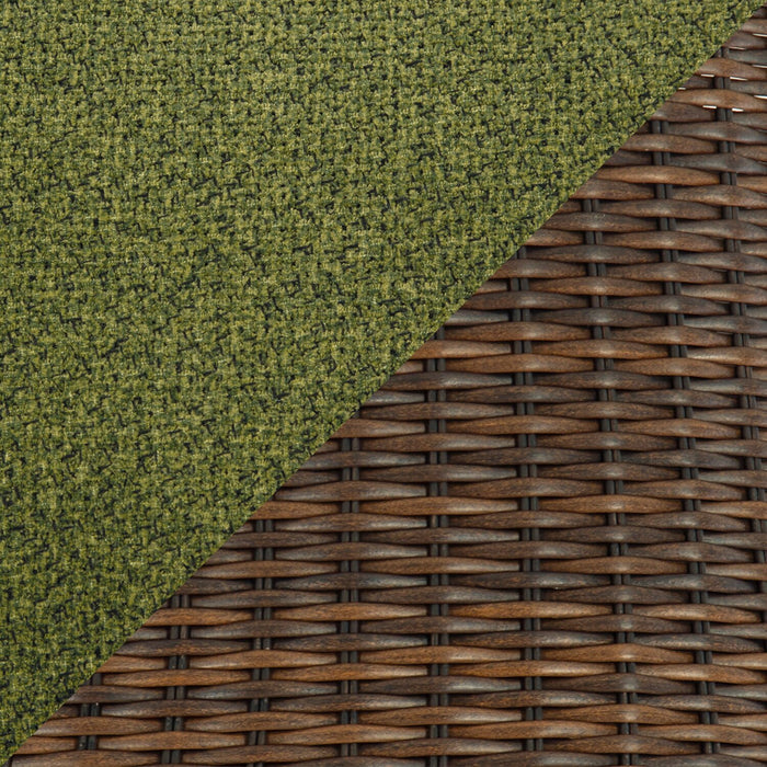 Pouf Tofino pour la terrasse à l’extérieur - osier en résine et aluminium - résistant aux rayons UV et aux intempéries - vert, brun et noir