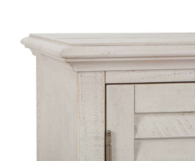 Meuble pour téléviseur rustique Baron de 82 po en pin avec rangement et système de gestion des câbles pour téléviseurs jusqu’à 90 po - albâtre