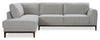 Sofa sectionnel de gauche Horizon 2 pièces en tissu avec base et pattes en bois - gris