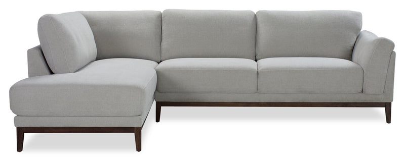 Sofa sectionnel de gauche Horizon 2 pièces en tissu avec base et pattes en bois - gris