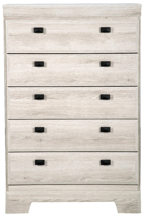 Commode verticale Yorkdale de 31,1 po (L) x 47,4 po (H) à 5 tiroirs pour la chambre à coucher, fabriquée au Canada - blanche