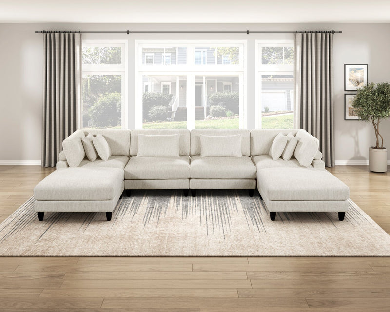 Sofa sectionnel modulaire Lounge 6 pièces en chenille - beige 