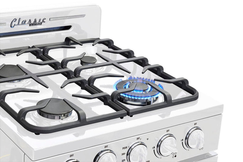 Cuisinière hors réseau Classic Rétro d’Unique de 24 po et de 18,5 pi3 - blanche - UGP-24CR OF1 W
