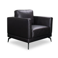  Fauteuil Melrose de 36,5 po en cuir véritable de qualité supérieure avec pattes en métal - noir