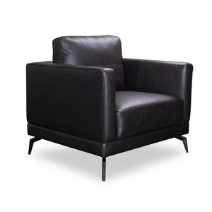 Fauteuil Melrose de 36,5 po en cuir véritable de qualité supérieure avec pattes en métal - noir