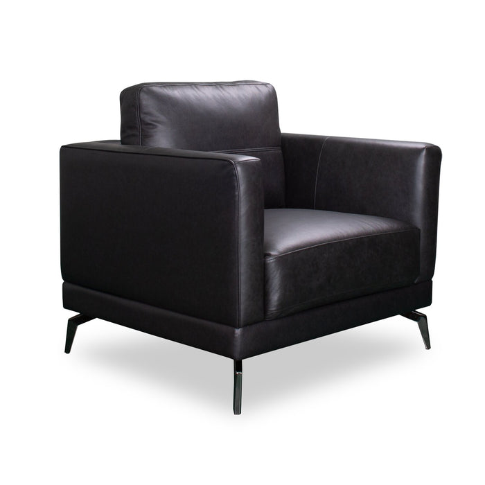 Fauteuil Melrose de 36,5 po en cuir véritable de qualité supérieure avec pattes en métal - noir