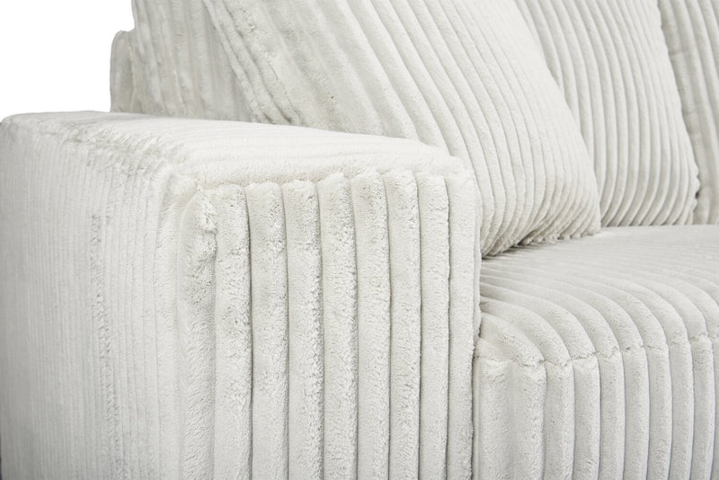 Causeuse Willow de 66 po en tissu gris clair avec accoudoirs rectilignes et coussins de siège et de dossier réversibles