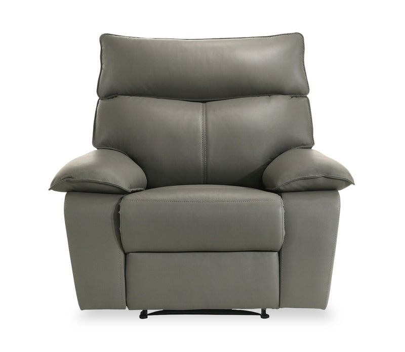 Fauteuil inclinable Matteo de 42 po en cuir véritable - gris Aviarah