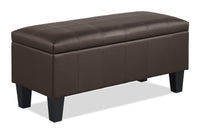 Pouf de rangement James de 39,25 po en similicuir - brun foncé