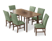 Ensemble de salle à manger Rain 7 pièces avec table de 72 po (L) et 6 chaises vertes - vert et brun