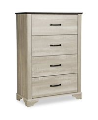 Commode verticale de chambre à coucher Clara de 32 po (L) x 46 po (H) à 4 tiroirs - chêne blanchi et brun