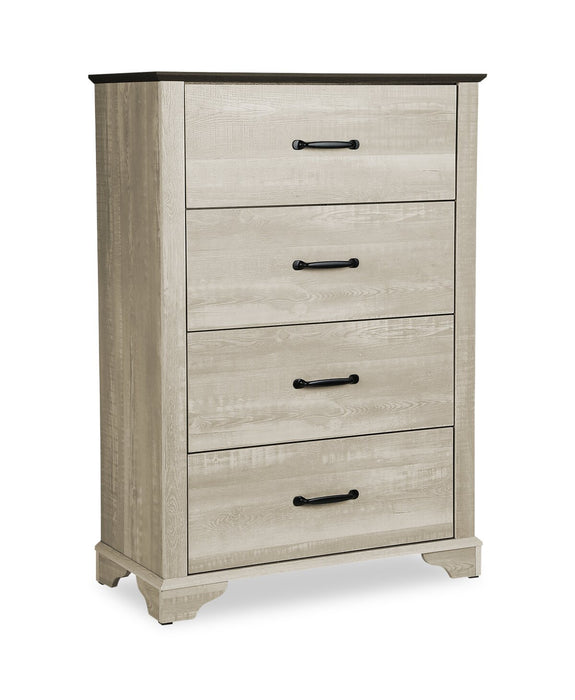 Commode verticale de chambre à coucher Clara de 32 po (L) x 46 po (H) à 4 tiroirs - chêne blanchi et brun