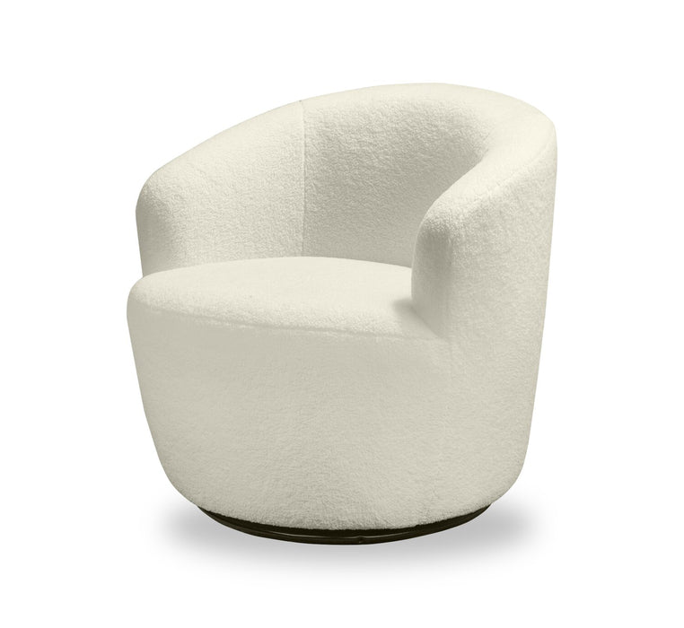 Fauteuil d’appoint pivotant courbé Ivie de 28,7 po en tissu de chenille bouclé - blanc