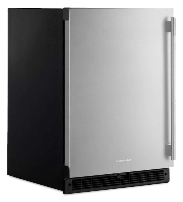 Réfrigérateur KitchenAid de 24 po sous le comptoir à panneau personnalisable - noir et acier inoxydable - KURL124SSB