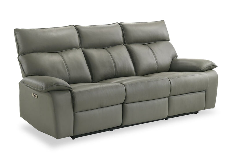 Sofa à inclinaison électrique Matteo de 88 po en cuir véritable - gris Aviarah