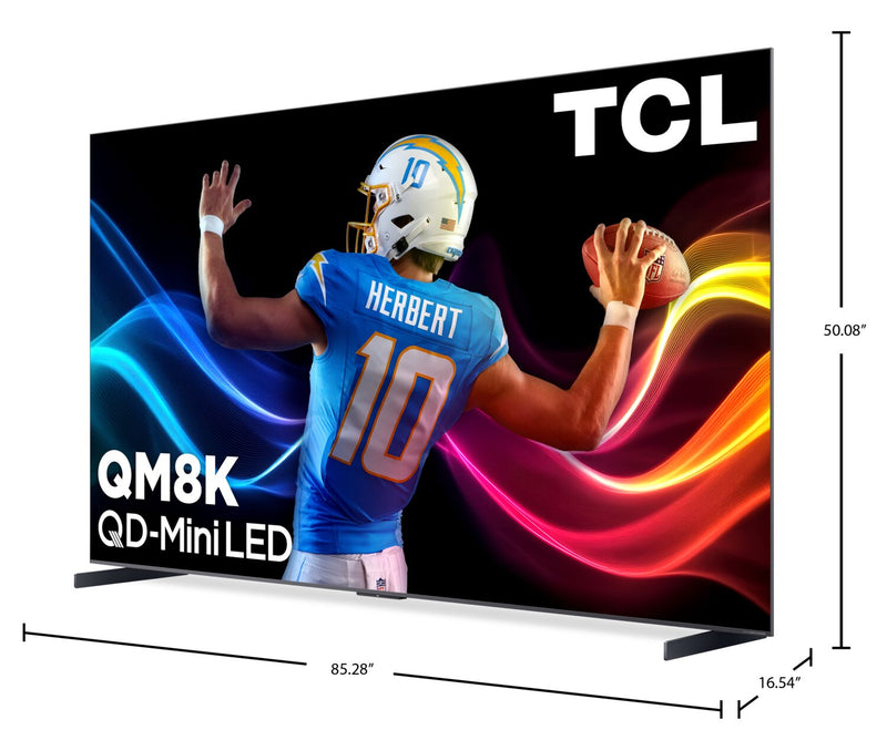 Téléviseur intelligent QLED Mini DEL QD TCL QM8K UHD 4K de 98 po avec Google TVMC (98QM8K) - modèle 2025