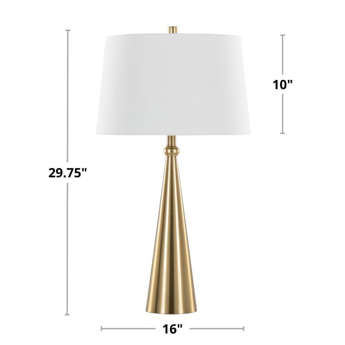 Lampe de table Alison de 30 po en métal avec lin blanc - doré