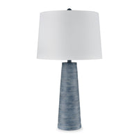 Lampe de table texturée Sadie de 31,5 po avec abat-jour blanc - lavis denim