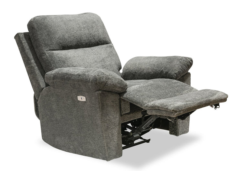 Fauteuil à inclinaison électrique Oliver 40 po fabriqué au Canada, en tissu de chenille avec port USB - gris étain Addison