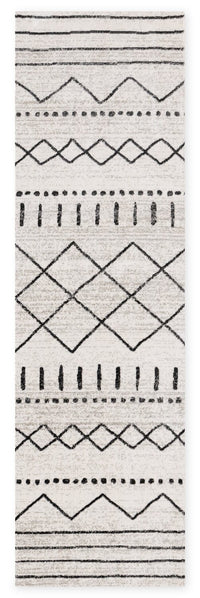 Carpette lavable Fresh blanche à bandes tribales - 2 pi 0 po x 6 pi 7 po